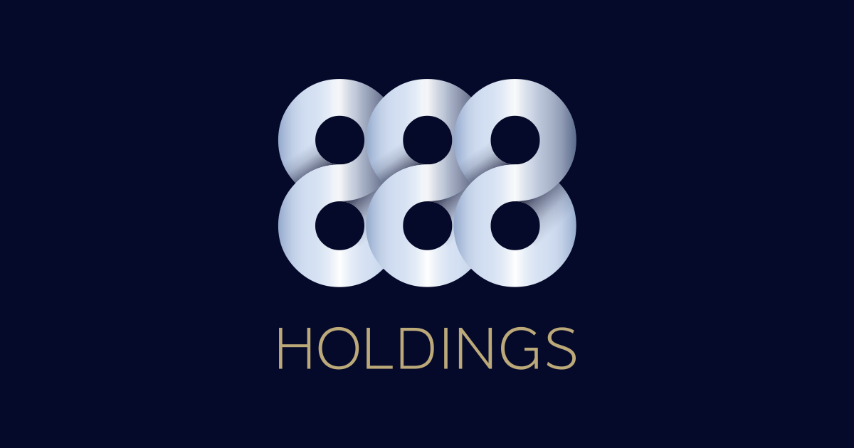 888 Holdings logo on navy background